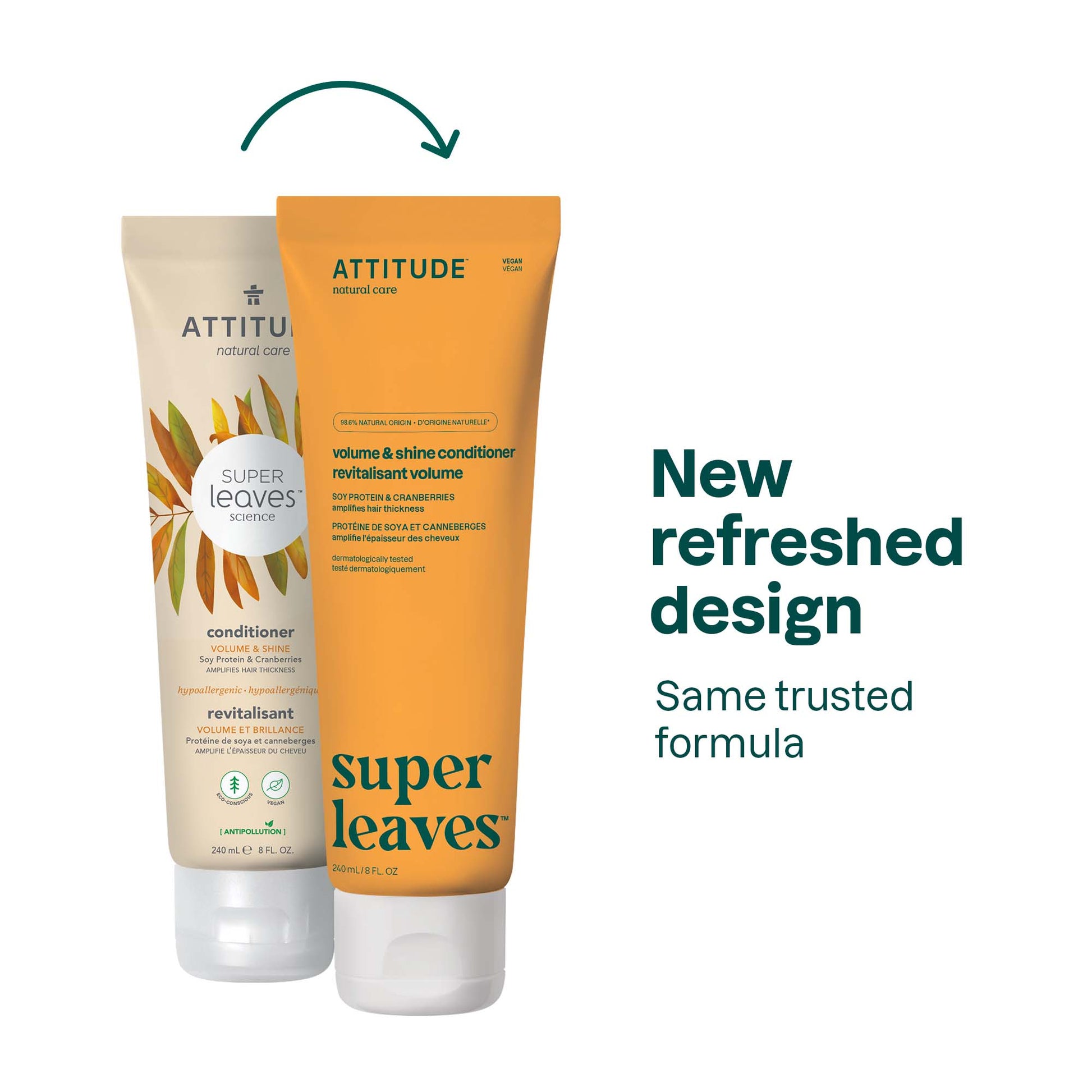 ATTITUDE Super leaves™ Conditioner Volume & Shine Amplifies hair thickness 11108_en? 8.1 FL. OZ.