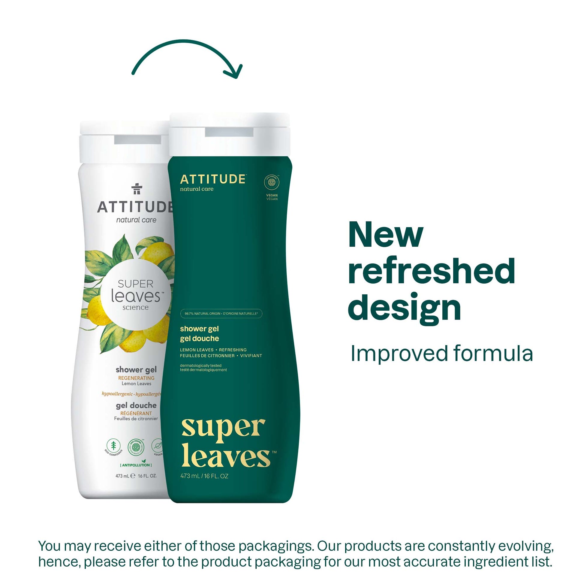 ATTITUDE Super leaves™ Shower Gel Regenerating Lemon leaves 11292_en? 16 FL. OZ.