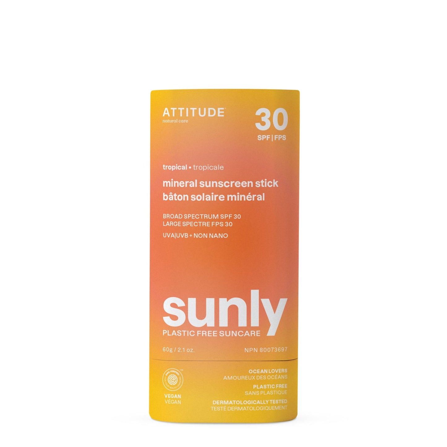 Plastic-free mineral sunscreen stick SPF 30