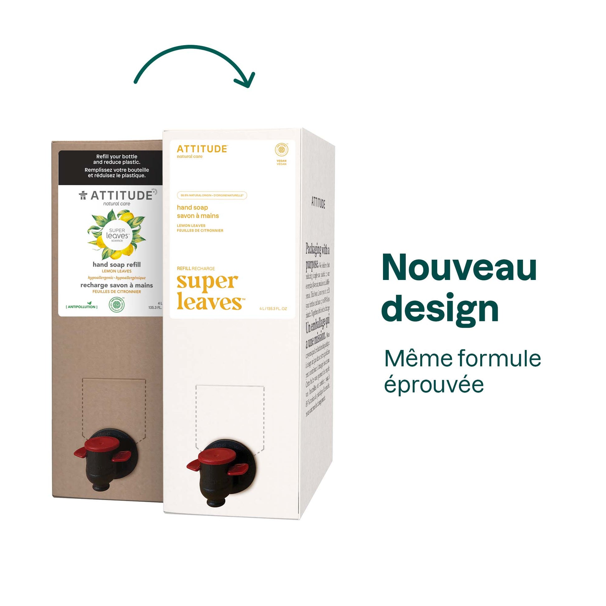 ATTITUDE Eco-Refill liquid hand soap Super leaves™ - Lemon leaves 84092_en? Lemon leaves Eco-Refill 135.3 FL. OZ.