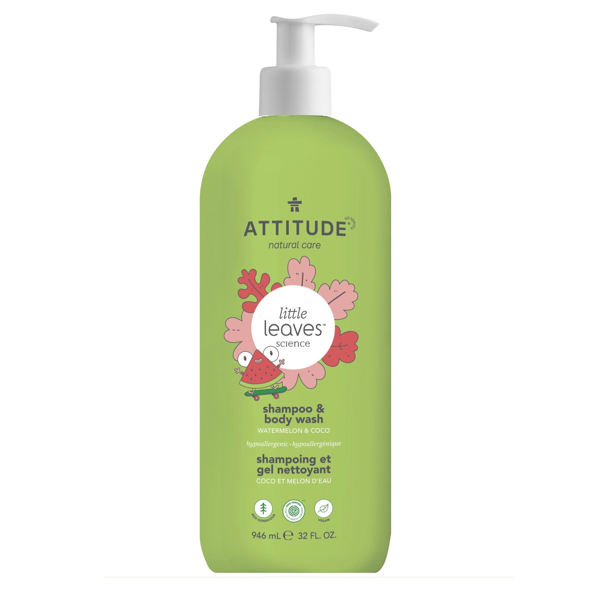ATTITUDE little leaves™ Shampoo and Body Wash 2-in-1 for kids Watermelon and Coco - 32 FL. OZ. 11527_en?_main? Watermelon and Coco / 32 FL. OZ.