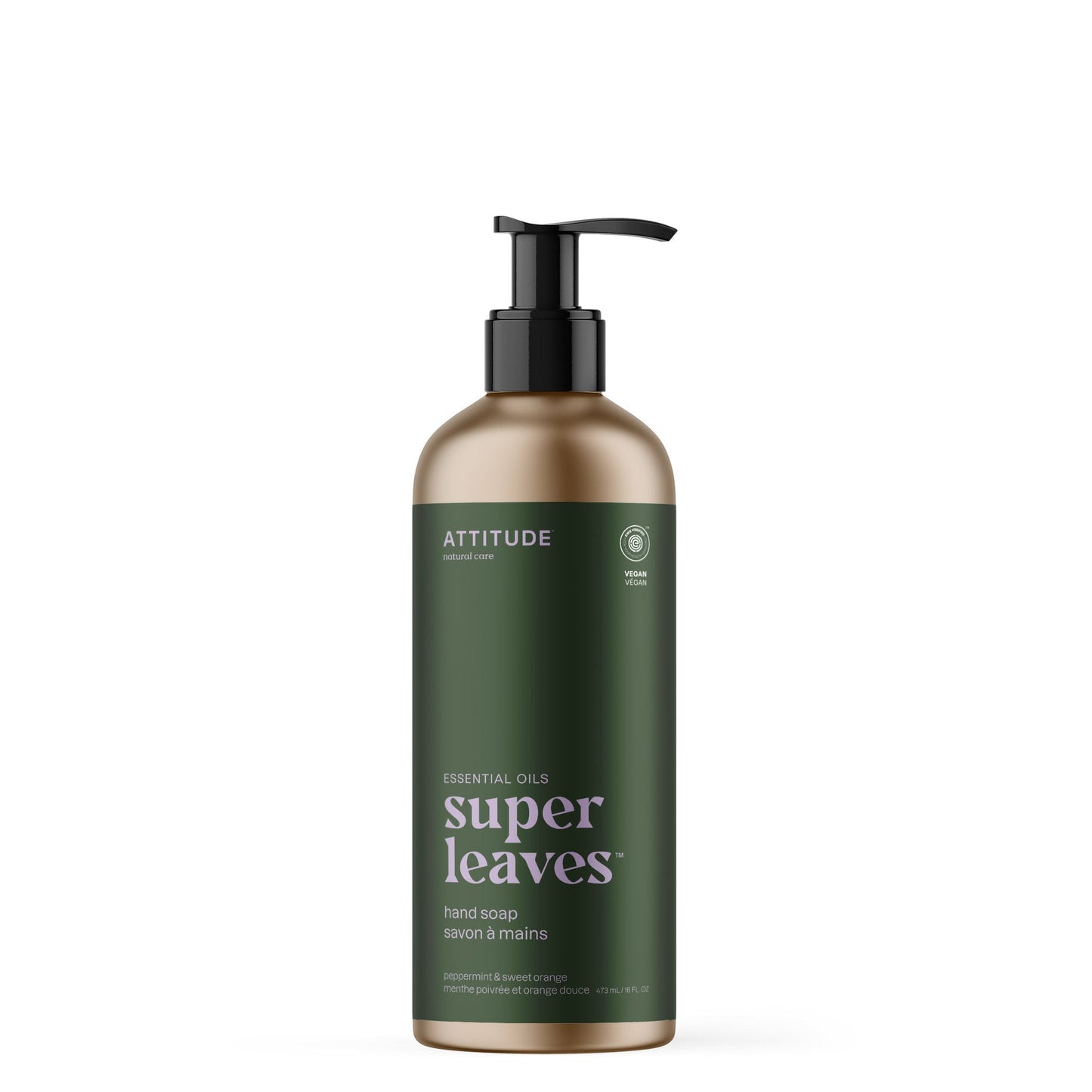 ATTITUDE Super Leaves Essential oils hand soap Peppermint and sweet orange 19094-btob_en?_main? 16 FL. OZ.