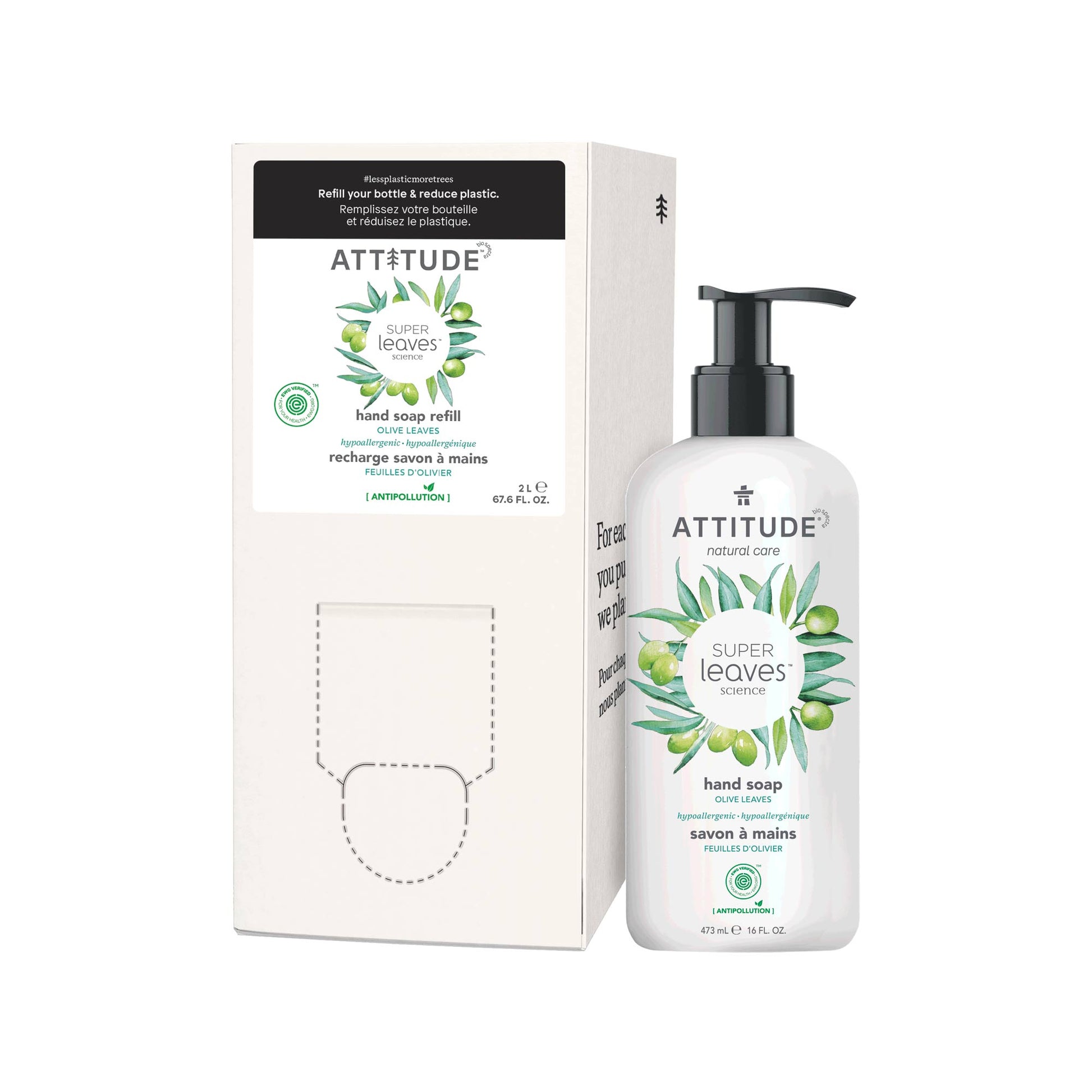 ATTITUDE Liquid Hand Soap + Bulk To Go Eco-Packaging 2L Bundle - Olive leaves_en?_main?