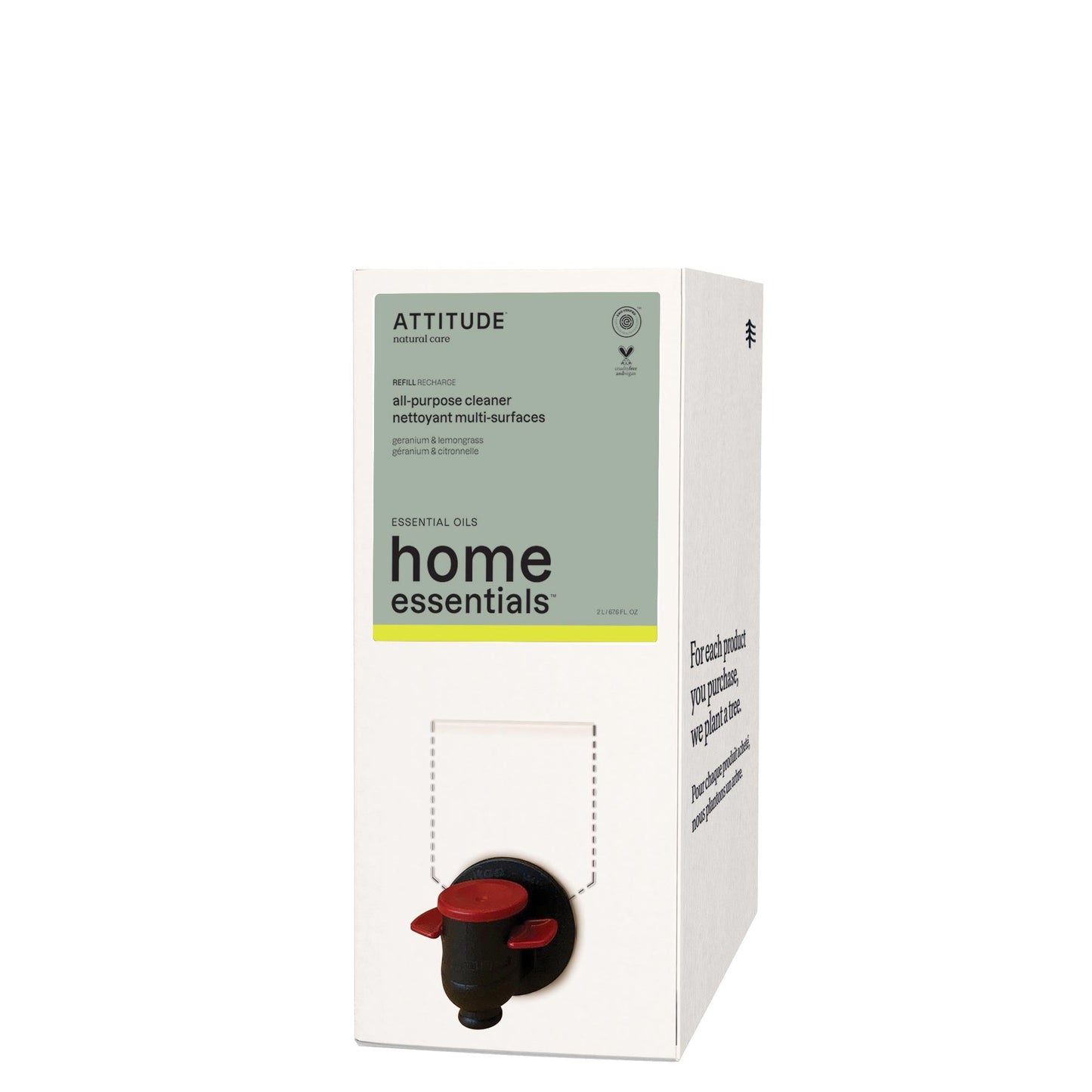 ATTITUDE Home Essentials Essential oils All-Purpose Cleaner 87188-btob_en?_main? Geranium & Lemongrass Eco-Refill 67.6 FL. OZ.