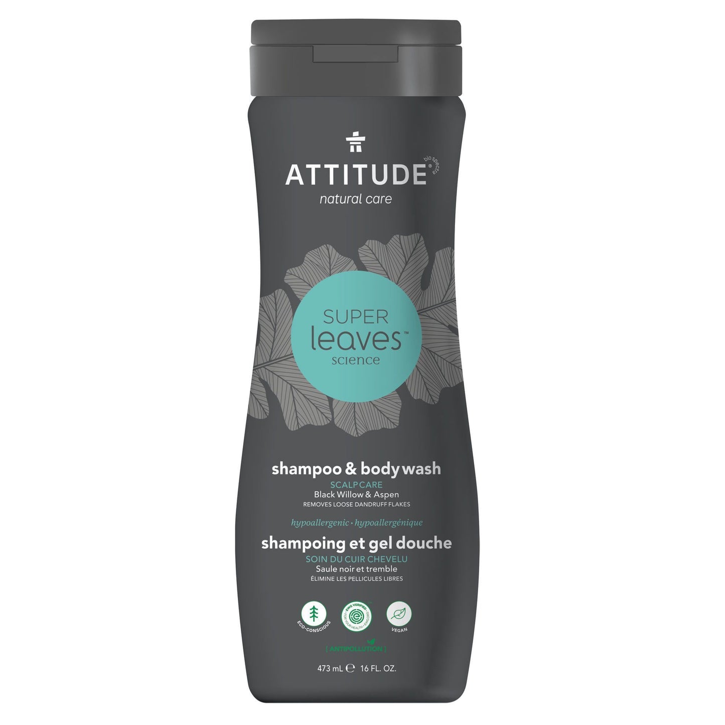 ATTITUDE Super Leaves 2-In-1 Shampoo and Body Wash Scalp Care Removes loose dandruff flakes 11005_en?_main?