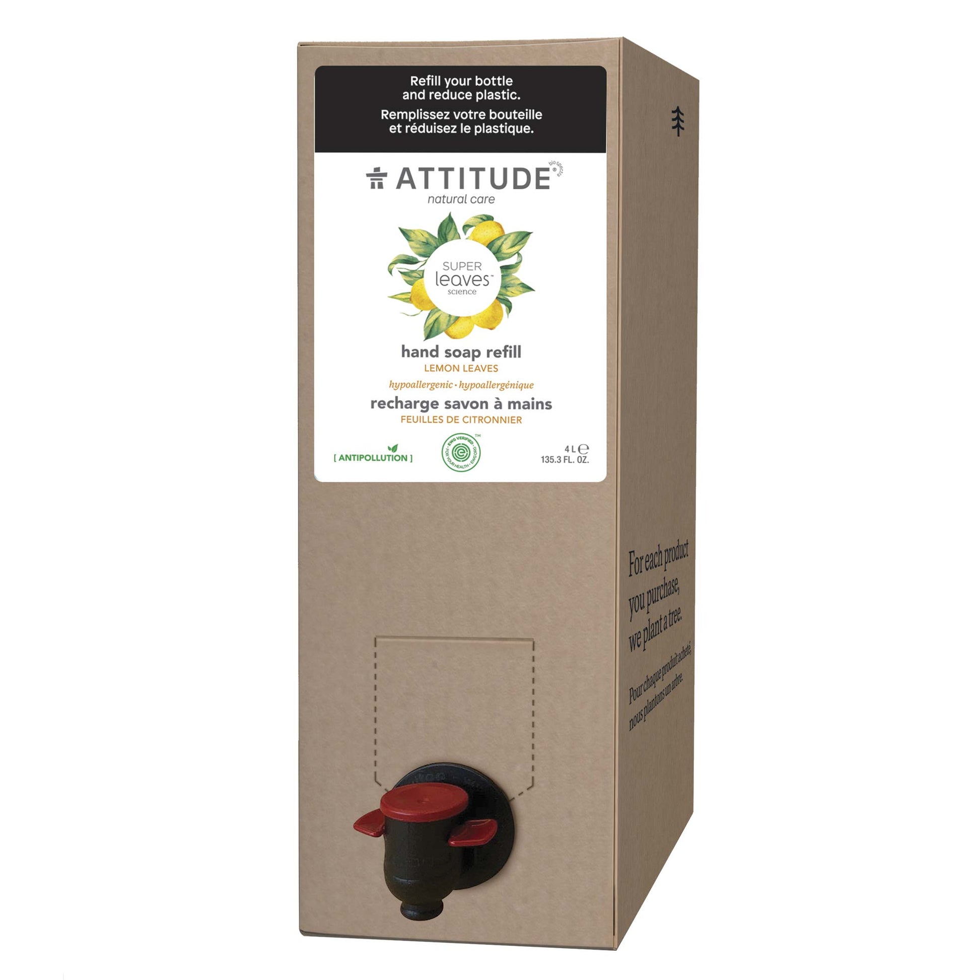 ATTITUDE Eco-Refill liquid hand soap Super leaves™ - Lemon leaves 84092_en?_main? Lemon leaves Eco-Refill 135.3 FL. OZ.