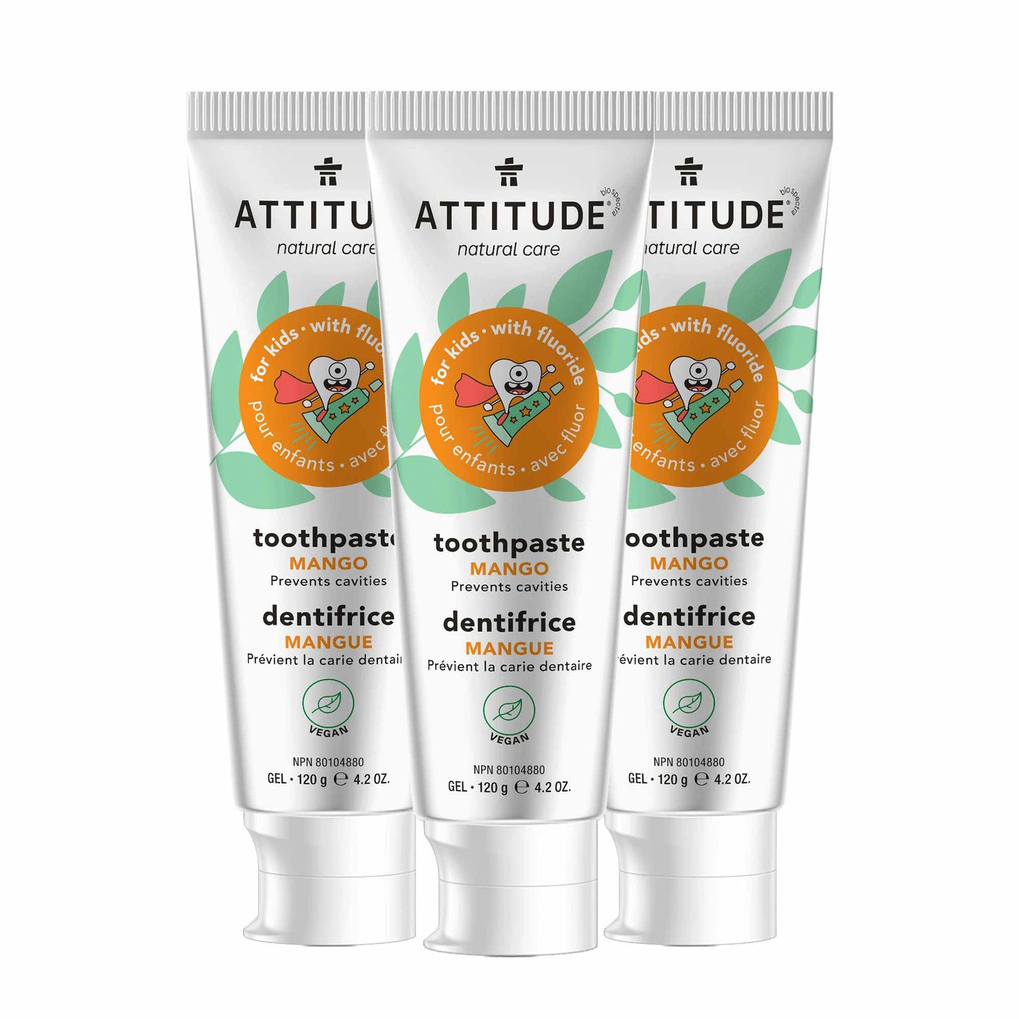 Kids Toothpaste with fluoride trio Mango ATTITUDE BDL_3-16725 _en?_main? 3 units / Mango