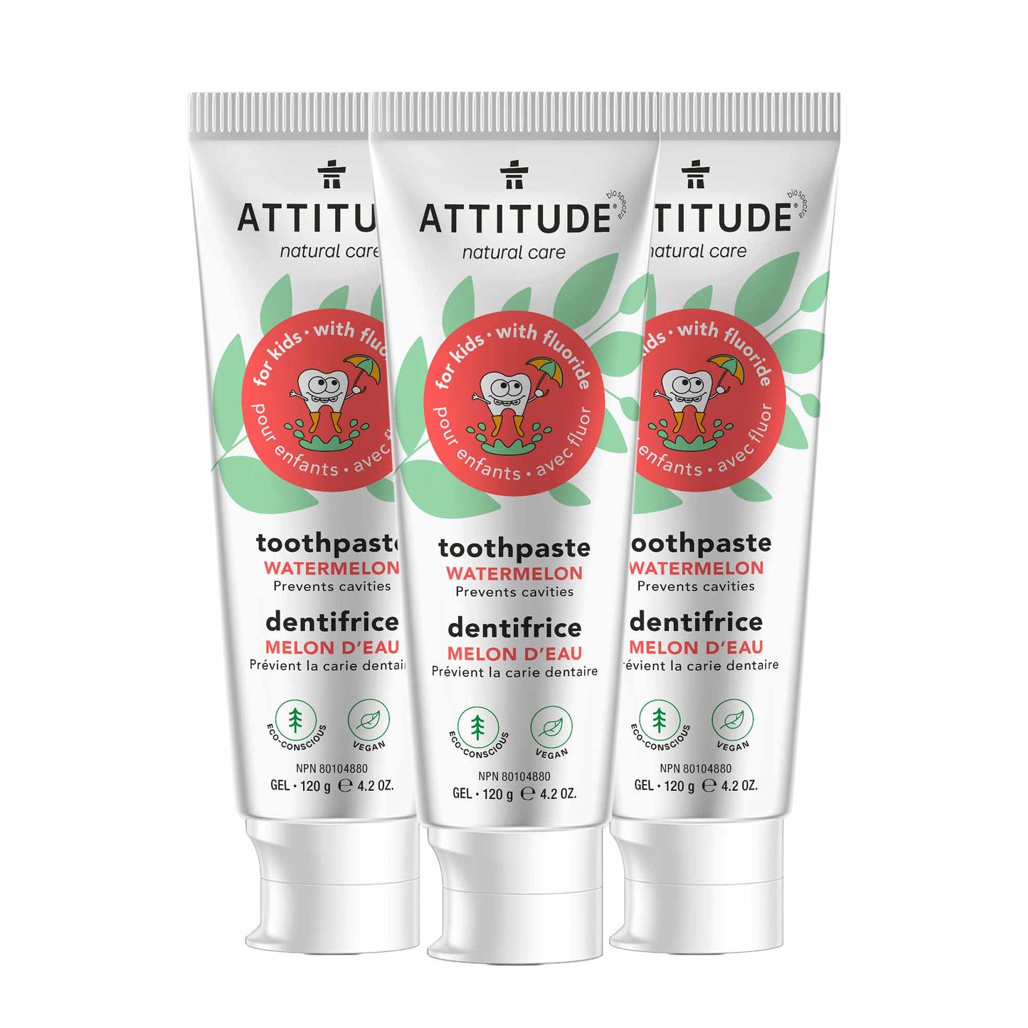 Kids Toothpaste with fluoride trio Watermelon ATTITUDE BDL_3-16724 _en?_main? 3 units / Watermelon