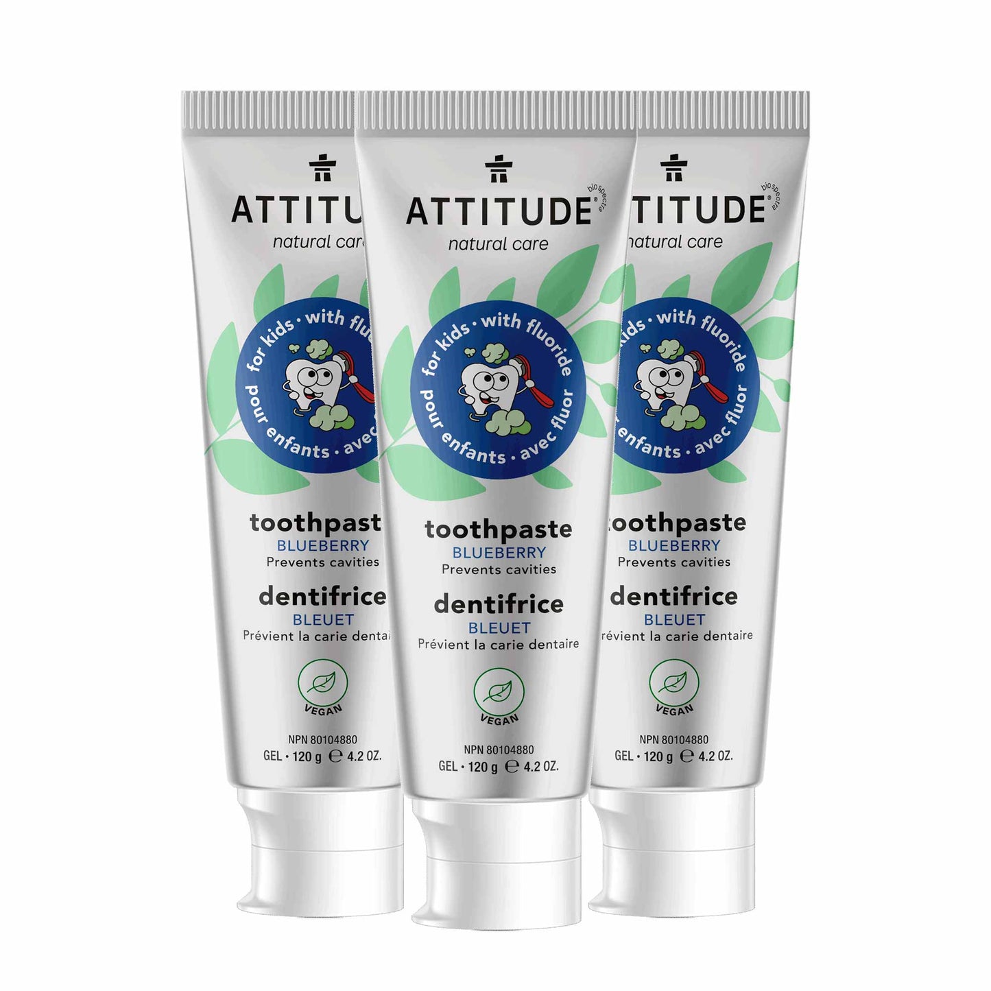 Kids Toothpaste with fluoride trio Blueberry ATTITUDE BDL_3-16723_en?_main? 3 units / Blueberry