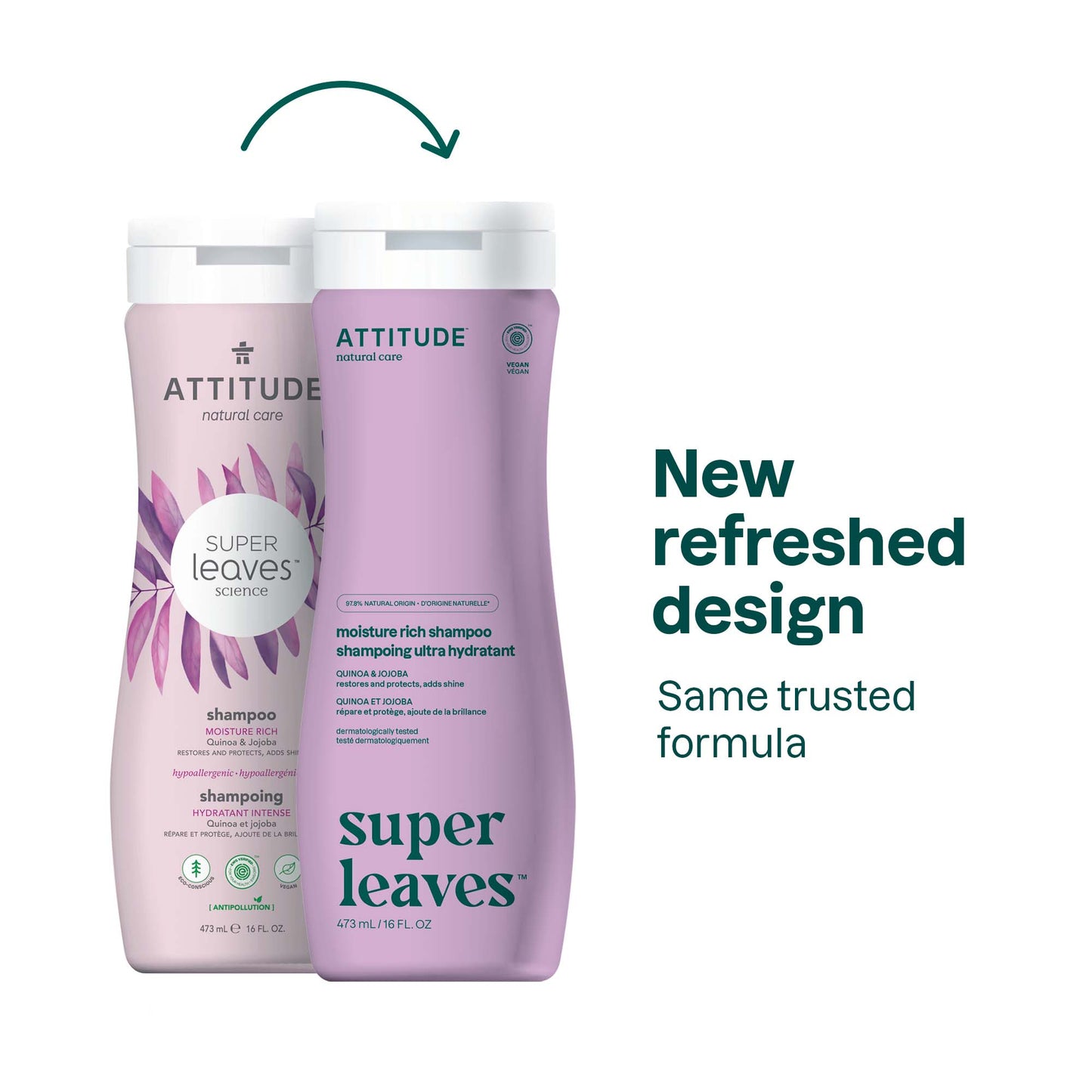 ATTITUDE Super leaves™ Shampoo Moisture Rich Restores and protects, adds shine 11007_en? 16 FL. OZ.