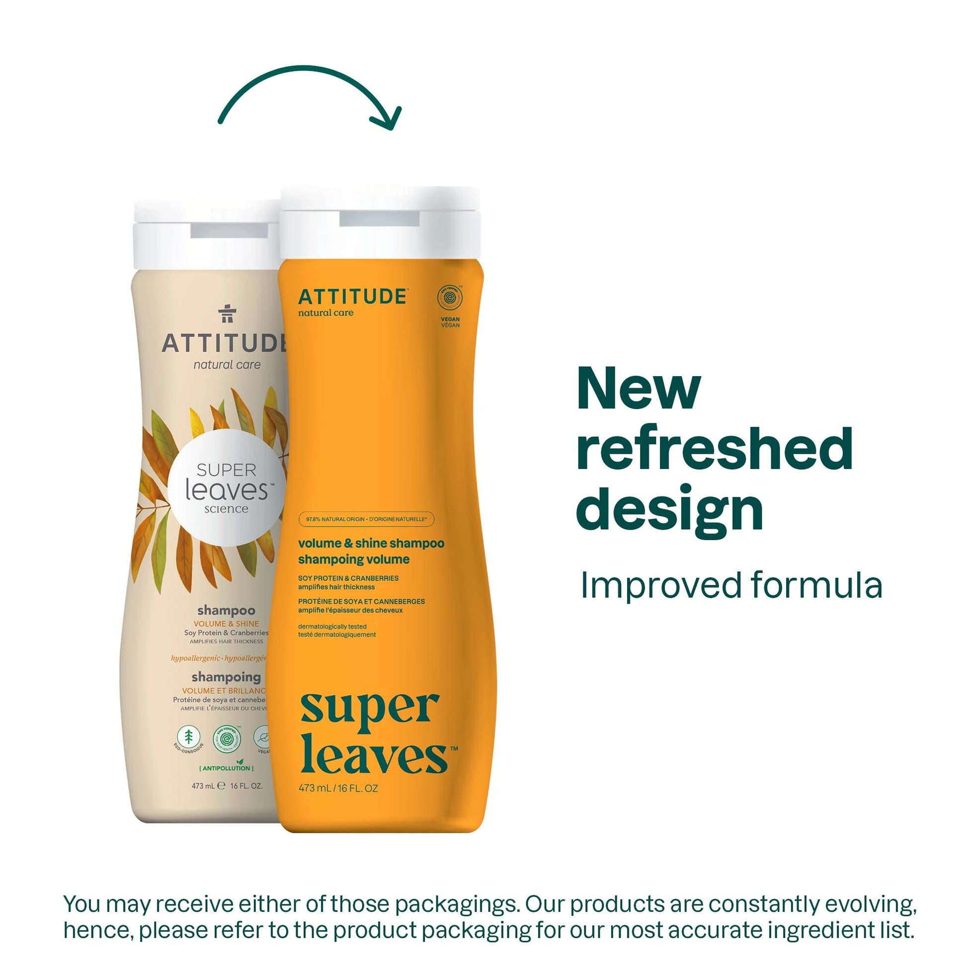 ATTITUDE Super leaves™ Shampoo Volume & Shine Amplifies hair thickness 11008_en? 16 FL. OZ.
