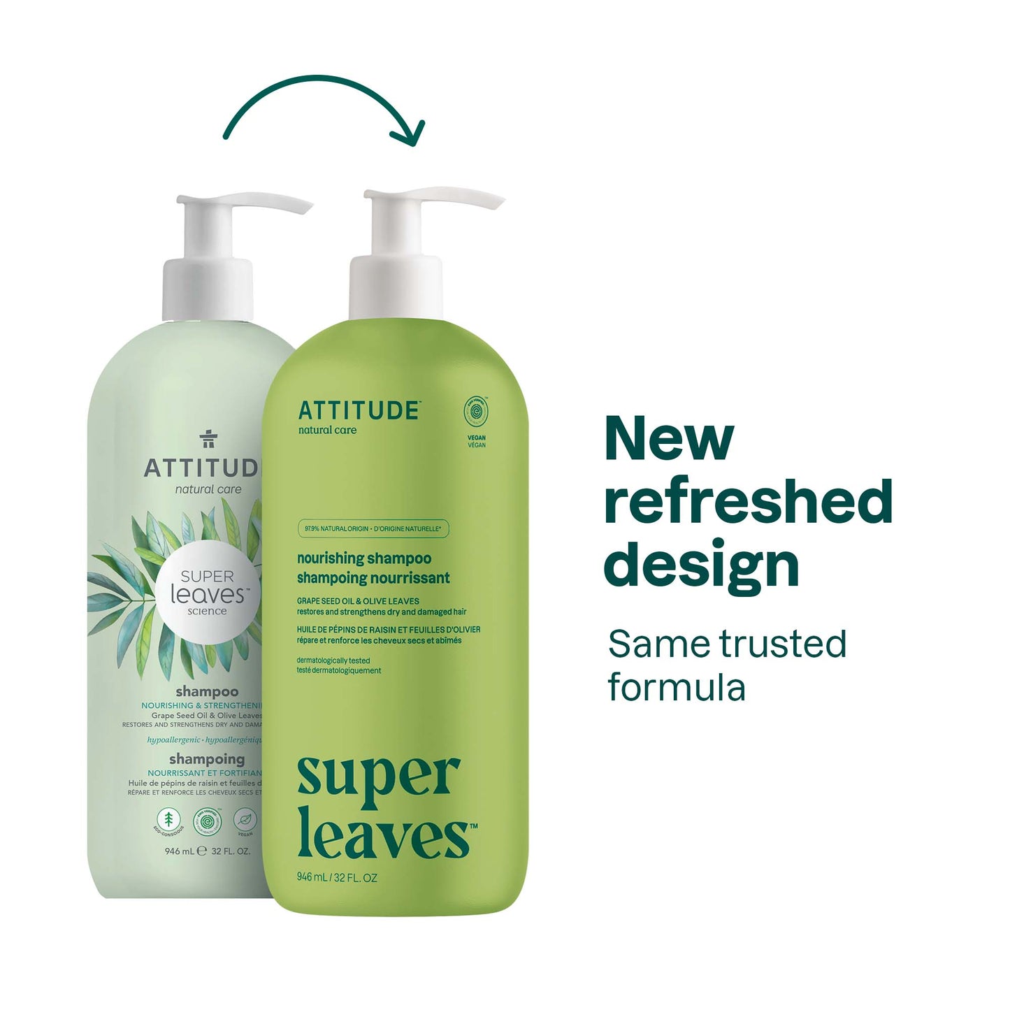 ATTITUDE Super leaves™ Shampoo Nourishing & Strengthening Restores and strengthens dry and damaged hair _en? 32 FL. OZ.ATTITUDE Super leaves™ Shampoo Nourishing & Strengthening Restores and strengthens dry and damaged hair 11503_en? 32 FL. OZ.
