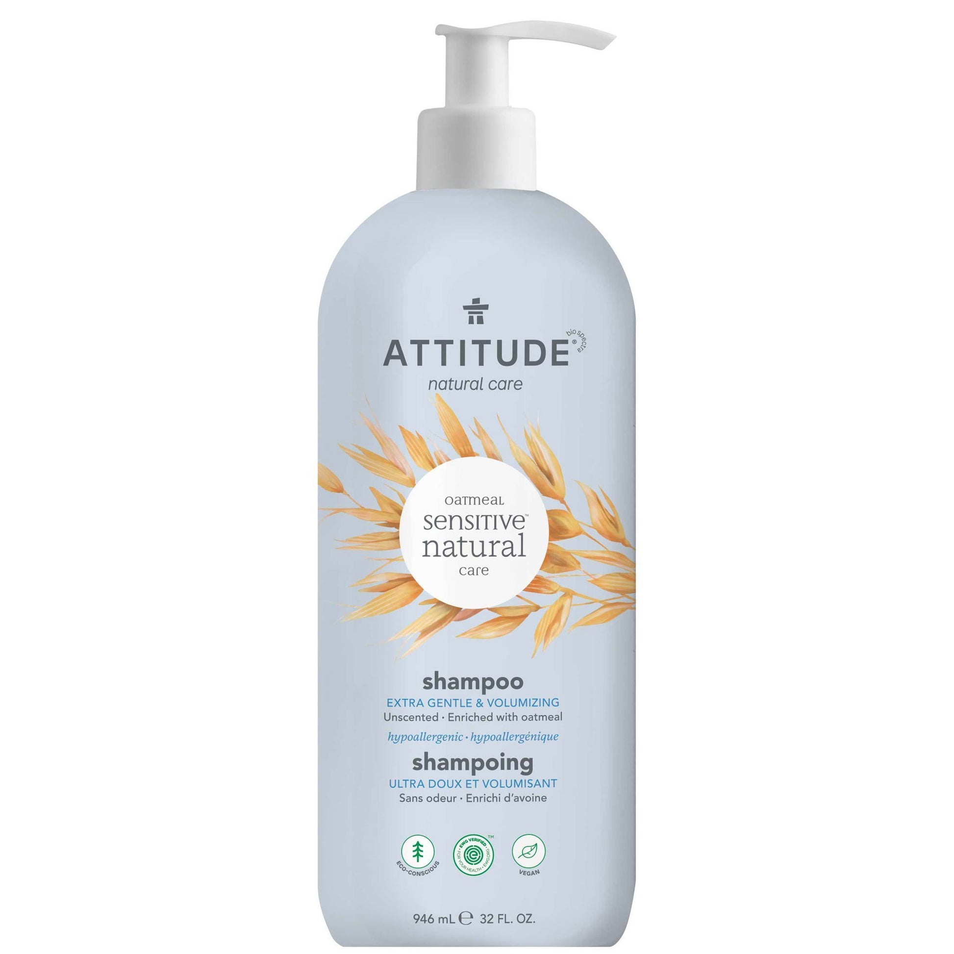 ATTITUDE Oatmeal sensitive natural care Shampoo Extra Gentle & Volumizing Unscented 946mL_en?_main?  32 FL. OZ.