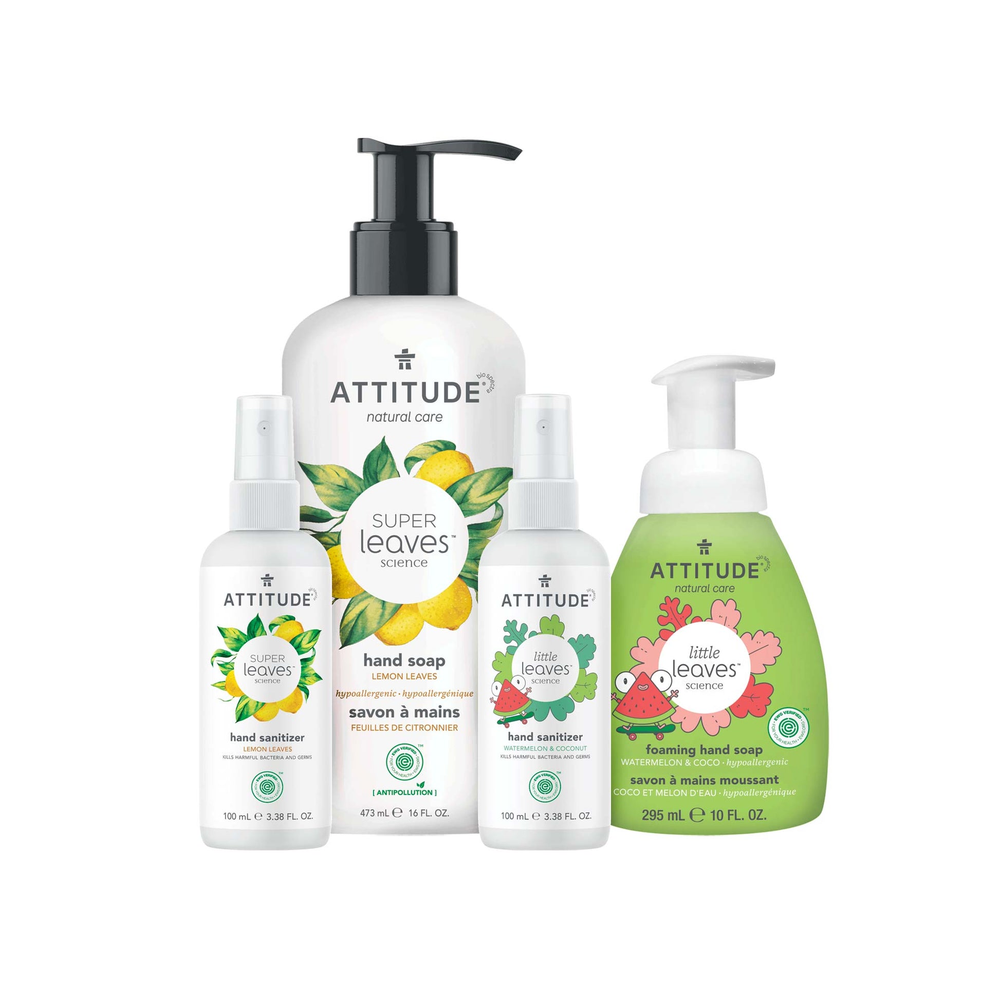 ATTITUDE-hands-family-kit-lemon-leaves-watermelon-coconut_en?_main? SUPER LEAVES™ Lemon leaves : LITTLE LEAVES™ Watermelon & coconut